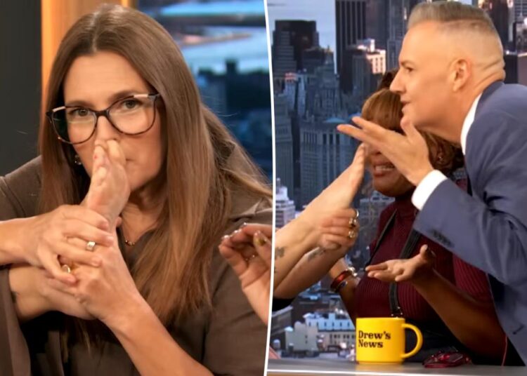 Drew Barrymore smells her 'dirty' feet live on TV, shoves them in co-hosts' faces