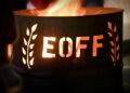 Fire in a barrel outside of hq, a venue for the the Eastern Oregon Film Festival.