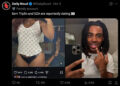 A tweet from a parody account claims Eem Triplin and SZA are dating, with images of a woman in a lace top and a man holding a phone.
