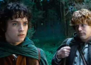 New Line Cinema Elijah Wood as Frodo and Sean Astin as Sam in 'The Lord of the Rings: The Fellowship of the Ring' (2001)
