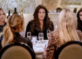 Jennifer Pedranti, Emily Simpson, Heather Dubrow sitting across a table from Tamra Judge