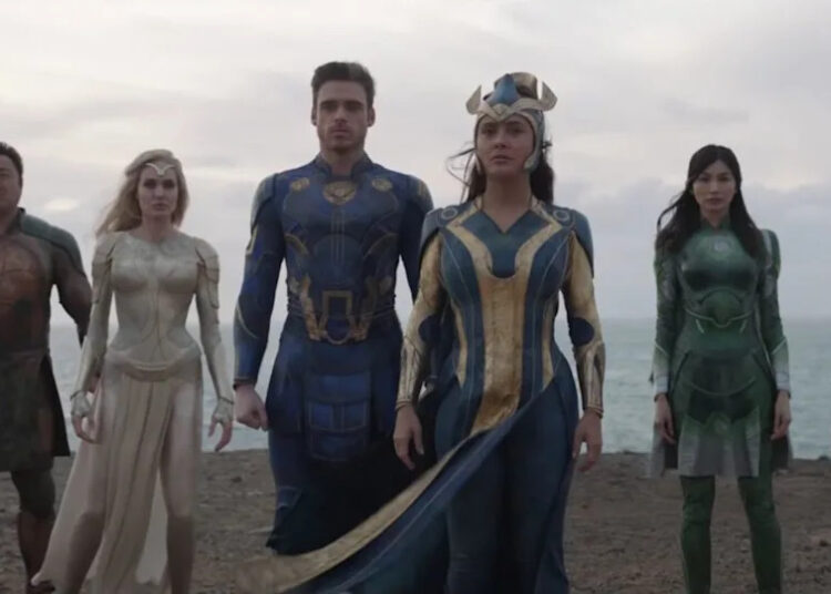 Salma Hayek and the cast of Eternals.