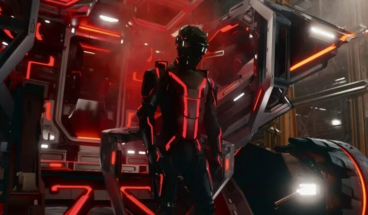 Ares stepping out of tank in Tron: Ares
