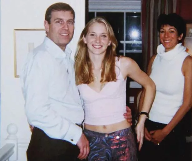 Prince Andrew pictured with Virginia Giuffre and Ghislaine Maxwell