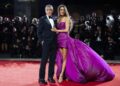 George and Amal Clooney pose for photographers at the red carpet for the film 'Jay Kelly' during the 82nd edition of the Venice Film Festival in Venice, Italy, on August 28.