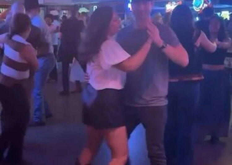 Glen Powell two-step dancing with Timberlee Reid at The Broken Spoke in Austin, Texas. (Ginny White-Peacock/Courtesy of Ginny White-Peacock)