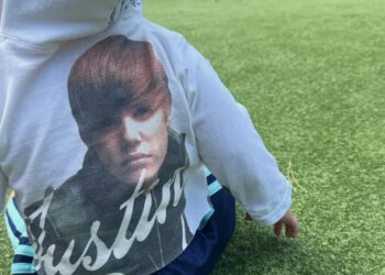 Hailey and Justin Bieber’s son, Jack, proves to be the best model of dad’s throwback merch. Instagram/haileybieber