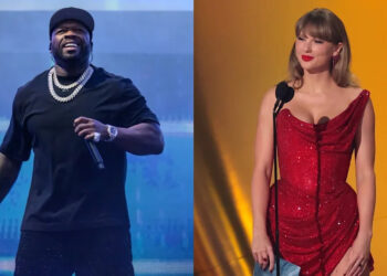(L-R) 50 Cent and Taylor Swift.
