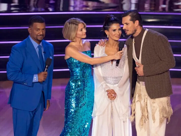 Alfonso Ribeiro, Julianne Hough, Hilaria Baldwin, and Gleb Savchenko on Season 34, Episode 4 of ABC's 'Dancing With the Stars,' October 7, 2025.