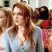 Karen Cady and Gretchen looking horrified in the hallway fight in Mean Girls