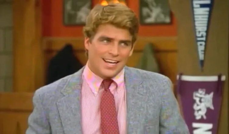 Ted McGinley's Roger Phillips is seen in closeup in Happy Days