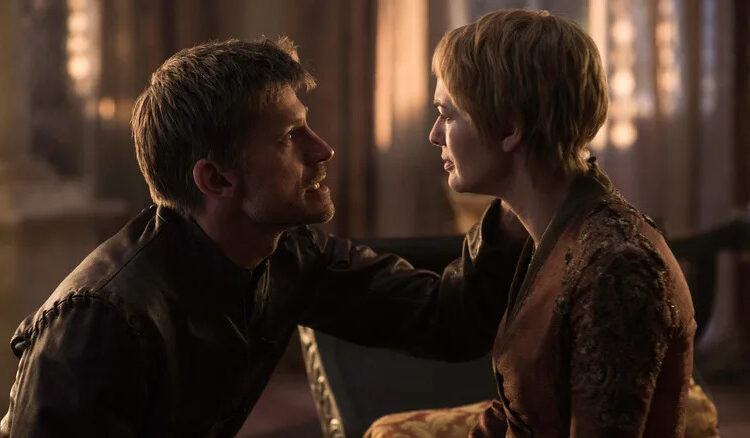 Jaime looking desperately at Cersei on Game of Thrones