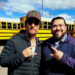 Cesar Flores poses with Matthew McConaughey on set during the filming of Apple TV+'s The Lost Bus. (Courtesy of New Braunfels ISD)