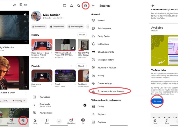 Signing up for YouTube Labs