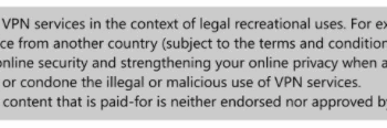 VPN disclaimer
