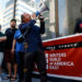 People rally in front of ABC Studios to protest "Jimmy Kimmel Live!" being taken off the air, in New York