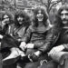 Black Sabbath in 1970, sitting on a park bench.