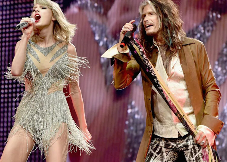 Aerosmith's Steven Tyler joined Taylor Swift on stage during a performance on her 1989 World Tour in September 2015.
