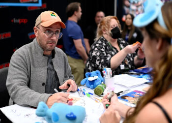 Steve Burns speaks with fans during New York Comic Con 2022 on October 8, 2022 in New York City.