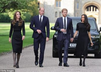 Just one day after the late Queen's tragic passing, the then Duke and Duchess of Cambridge wandered alongside the Sussexes to inspect the sea of floral tributes laid outside of the Berkshire estate. It was the first time the 'Fab Four' had been seen together in two years
