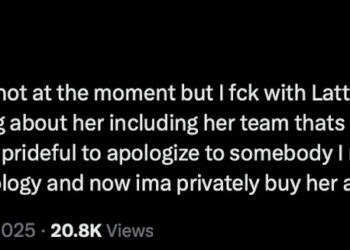 Tweet by Cardi B apologizing to Latto, expressing respect and admiration, and mentioning a gift.