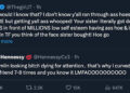 A tweet exchange between JT and Hennessy, featuring a heated argument with strong language and personal insults.