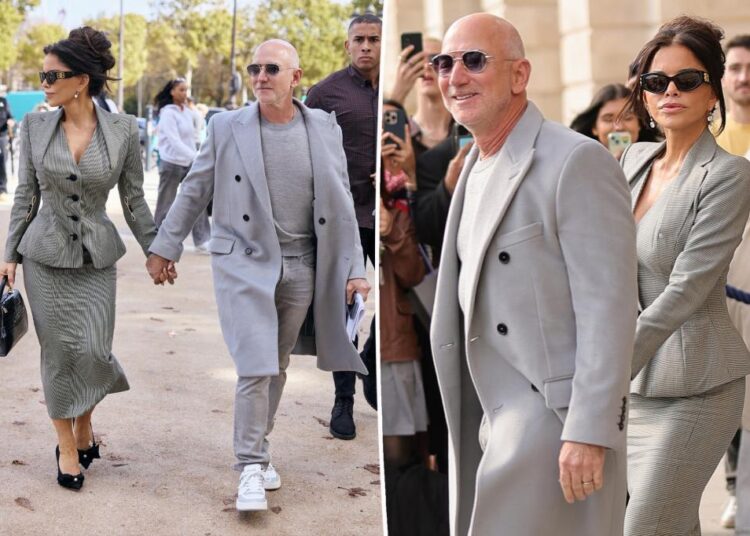 Jeff Bezos and Lauren Sánchez wear matching outfits at Paris Fashion Week