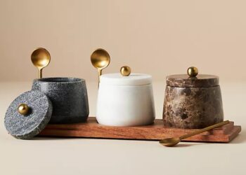 Marble Condiment Set with Spoons