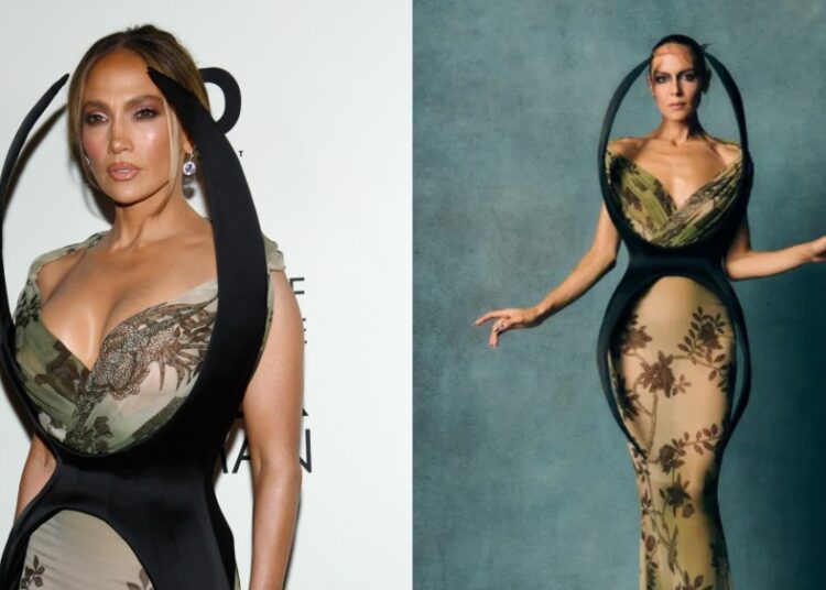 Jennifer Lopez Gets Dramatic in Harris Reed for 'Spider Woman' in NYC