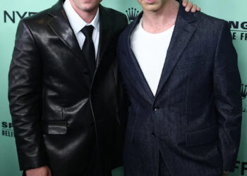 Jeremy Allen White, left, and Jeremy Strong at the New York Film Festival premiere of "Springsteen: Deliver Me From Nowhere" on Sept. 28.