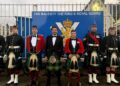 Undated handout photo issued by 5 Scots of Jimmy Fallon alongside soldiers from 5 Scots during his visit to Victoria Barracks, Ballater.