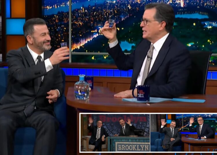 Jimmy Kimmel and Stephen Colbert guest-star on each other's shows to vent about late-night cancellations