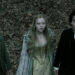Masbath, Katrina, and Ichabod looking up in alarm in Sleepy Hollow
