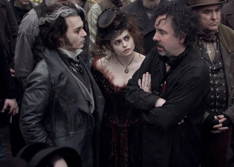 Leah Gallo/Dreamworks/Warner Bros/Kobal/Shutterstock From left: Johnny Depp, Helena Bonham Carter and Tim Burton on the set of 2007's 'Sweeney Todd'
