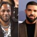 FILE - In this combination of images, Kendrick Lamar, left, appears at the MTV Video Music Awards on Aug. 27, 2017, in Inglewood, Calif., and Drake, right, appears at the premiere of the series "Euphoria," in Los Angeles on June 4, 2019. (AP Photos/Chris Pizzello, File)