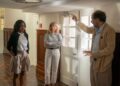 This image released by Amazon MGM Studios shows Ayo Edebiri, from left, Julia Roberts and director Luca Guadagnino on the set of