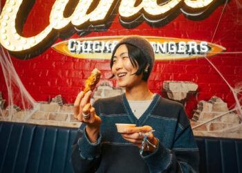 May Hong during a surprise “shift” at Raising Cane’s Times Square Global Flagship