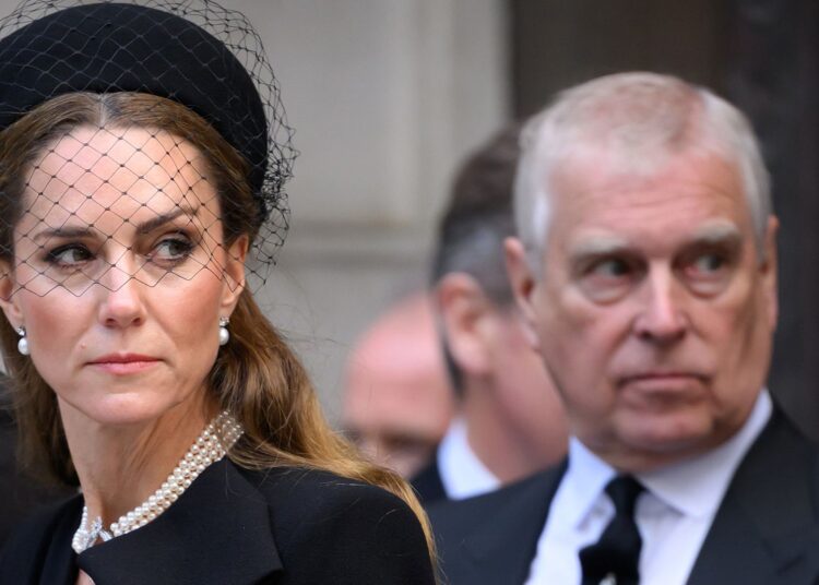 LONDON, ENGLAND - SEPTEMBER 16: Prince William, Prince of Wales, Catherine, Princess of Wales and Prince Andrew, Duke of York depart after the Requiem Mass service for the Duchess of Kent at Westminster Cathedral on September 16, 2025 in London, England. Katharine, Duchess of Kent was married to Prince Edward, Duke of Kent, the first cousin of Queen Elizabeth II. She died on September 4 at the age of 92 at Kensington Palace surrounded by her family. Having converted to Catholicism in 1994, her funeral takes place at Westminster Cathedral and is the first Catholic funeral to be held for a member of the royal family in modern British history. Her Royal Highness will be laid to rest at the Royal Burial Ground at Frogmore, Windsor. (Photo by Karwai Tang/WireImage)