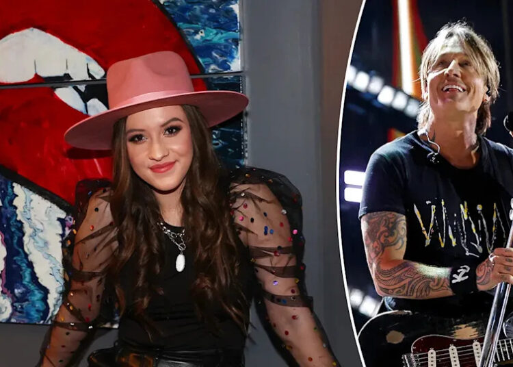 Maggie Baugh and Keith Urban in a split image