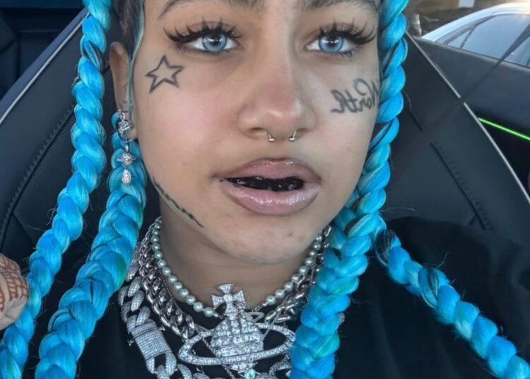 Kim Kardashian's Daughter North West Sports Fake Face Tattoos & Septum Piercing