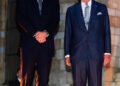 King Charles III and Prince William, Prince of Wales attend the Countdown to COP30 event, at the Natural History Museum on October 09, 2025 in London, England.