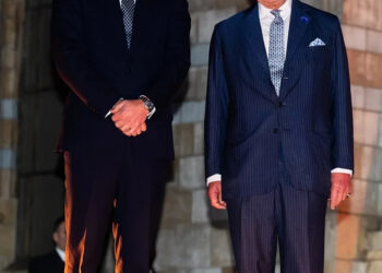 King Charles III and Prince William, Prince of Wales attend the Countdown to COP30 event, at the Natural History Museum on October 09, 2025 in London, England.