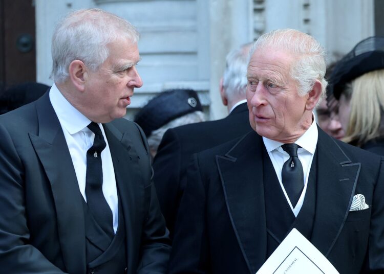 LONDON, ENGLAND - SEPTEMBER 16: Prince Andrew, Duke of York and King Charles III attend the Funeral of the Duchess of Kent at Westminster Cathedral on September 16, 2025 in London, England. Katharine, Duchess of Kent was married to Prince Edward, Duke of Kent, the first cousin of Queen Elizabeth II. She died on September 4 at the age of 92 at Kensington Palace surrounded by her family. Having converted to Catholicism in 1994, her funeral takes place at Westminster Cathedral and is the first Catholic funeral to be held for a member of the royal family in modern British history. Her Royal Highness will be laid to rest at the Royal Burial Ground at Frogmore, Windsor. (Photo by Chris Jackson/Getty Images)
