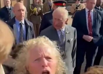 The anti-monarchy protester - from the campaign group Republic - shouted questions about the Prince and convicted sex trafficker Epstein as the King visited Lichfield Cathedral in Staffordshire