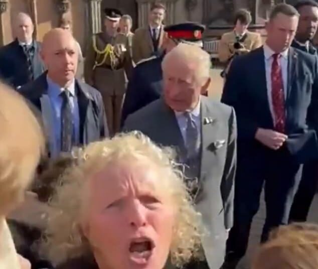 The anti-monarchy protester - from the campaign group Republic - shouted questions about the Prince and convicted sex trafficker Epstein as the King visited Lichfield Cathedral in Staffordshire