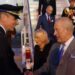 The King and Queen meet dignitaries after arriving in Rome. Pic: PA