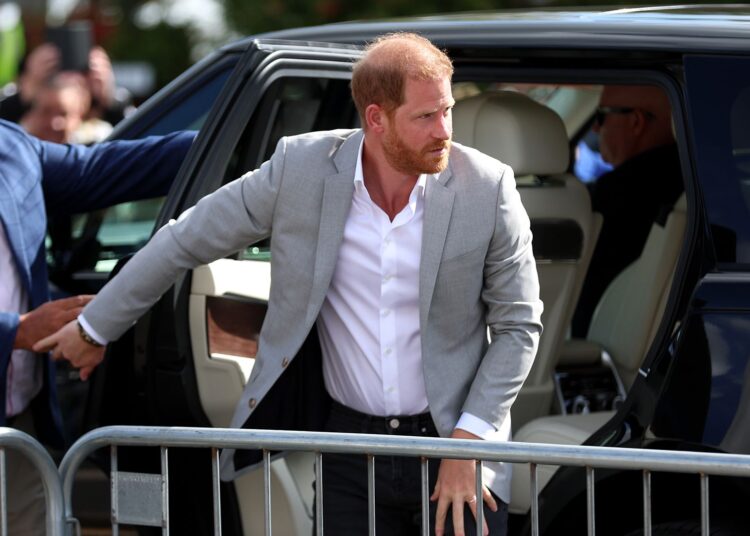 NOTTINGHAM, ENGLAND - SEPTEMBER 09: Prince Harry, Duke of Sussex arrives for a visit to the community recording studio in St. Anns on September 09, 2025 in Nottingham, England. (Photo by Cameron Smith/Getty Images)