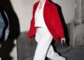 paris, france kristen stewart stuns in a red and white outfit while out and about in paris, after wrapping up the day filming "full phil" with woody harrelson. pictured: kristen stewart backgrid usa 15 october 2025 byline must read: aissaoui nacer / backgrid usa: +1 310 798 9111 / usasales@backgrid.com uk: +44 208 344 2007 / uksales@backgrid.com *uk clients pictures containing children please pixelate face prior to publication*
