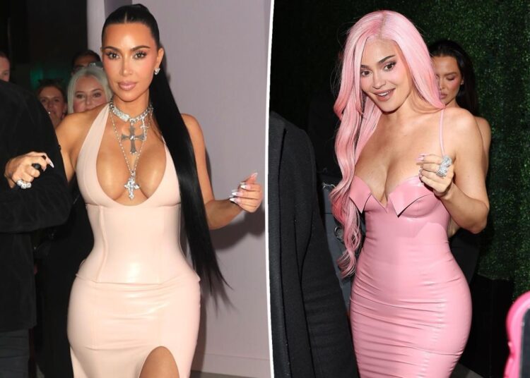 Kylie Jenner, Kim Kardashian rock latex dresses at LA event