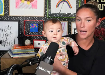 Not Gonna Lie with Kylie Kelce/Youtube Baby Finn, 6 months, with mom Kylie Kelce on her 'Not Gonna Lie' podcast